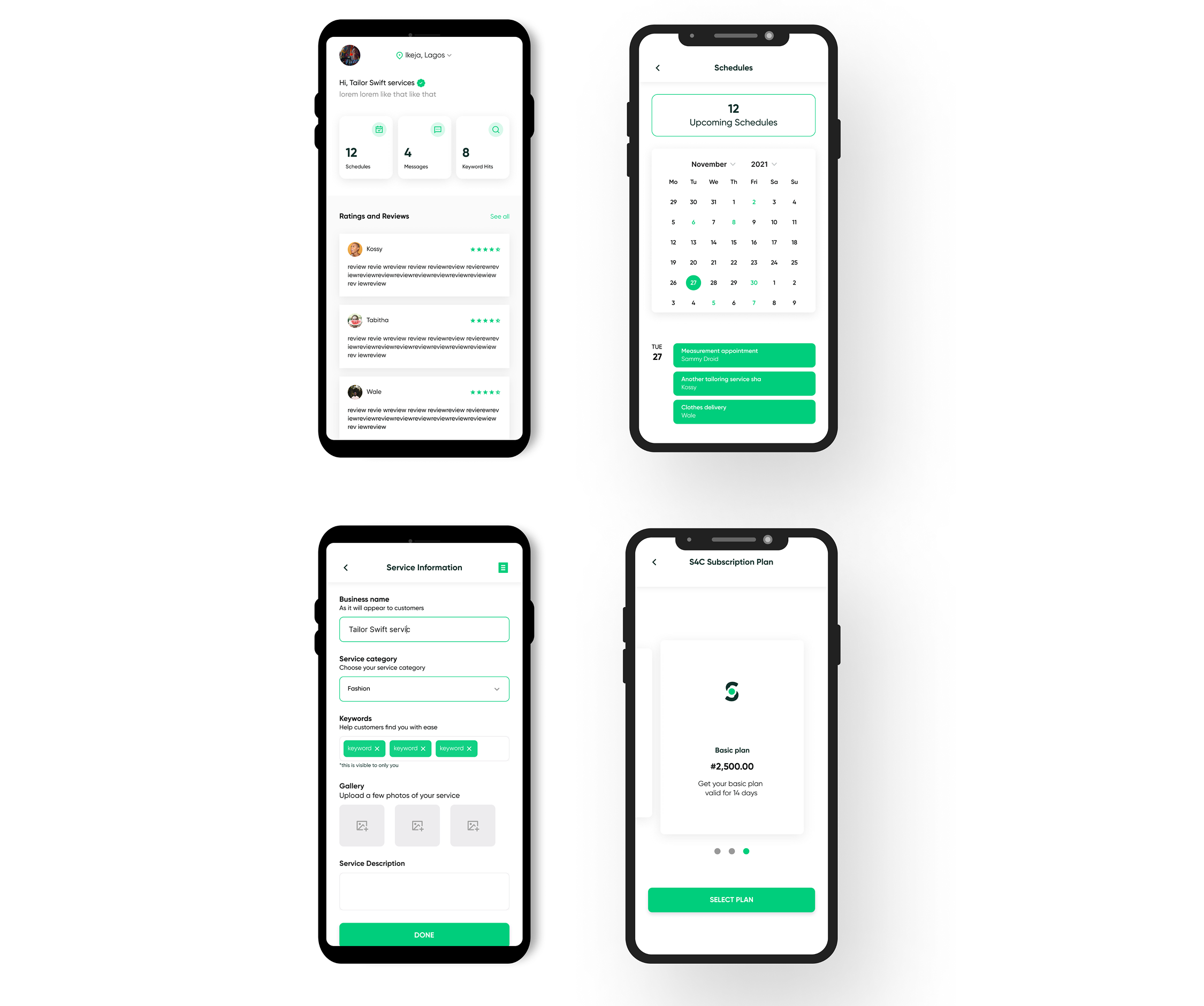 Skill4Cash App Screens - Service Provider Interface